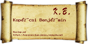 Kopácsi Benjámin névjegykártya